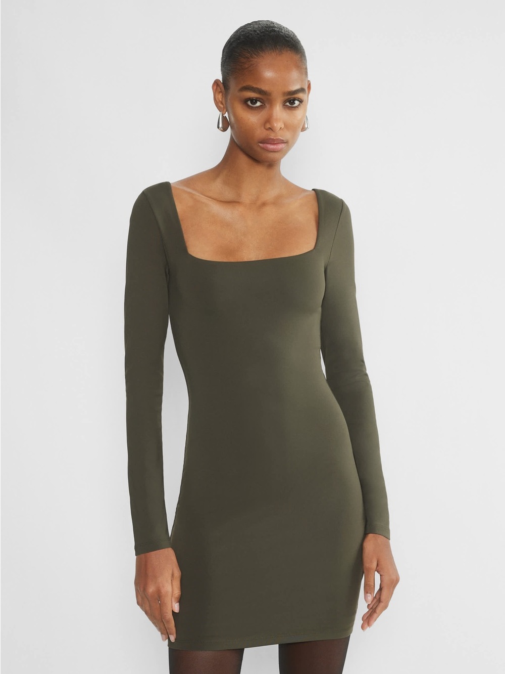 Aritzia Contour Squareneck Longsleeve Mini
Dress Dark Olive 2XS new